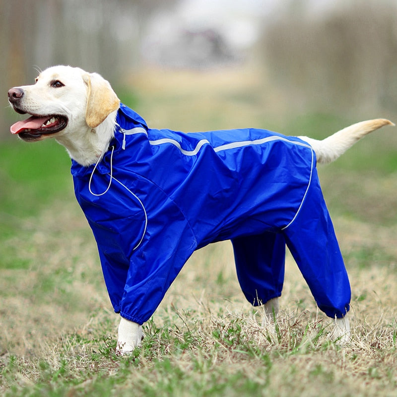 Pet Dog Raincoat Reflective Waterproof Zipper Clothes High Neck Hooded Muurriel Pet Dog Raincoat Reflective Waterproof Zipper Clothes High Neck Hooded Muurriel