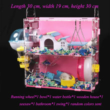 Load image into Gallery viewer, Blue Hamster House Large Size Acrylic Villa Double Guinea Pig Cage Small Pet for a Hamster Bservation Nest
